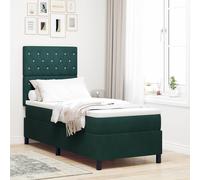 vidaXL Letto a molle con materasso Verde scuro 80 x 200 cm Velluto