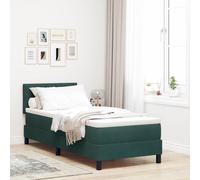 vidaXL Letto a molle con materasso Verde Scuro 80 x 200 cm Velluto