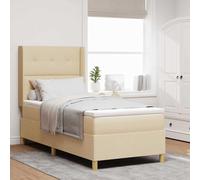 vidaXL Letto a molle con materasso e LED in tessuto Crema 80x200 cm