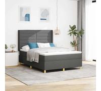 vidaXL Letto a molle con materasso con led Grigio 140 x 200 cm Tessuto, Camera da letto, Setup per il sonno moderno, Soluzione letto minimalista, Tessuto, Telaio del materasso, Decorazione in poliest