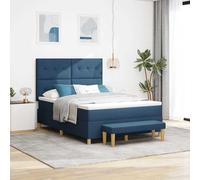 vidaXL Letto a molle con testiera Blu 190 x 140 cm Tessuto