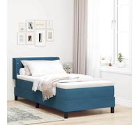 vidaXL Letto a molle con materasso Blu Scuro 190 x 90 cm Poliestere