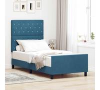 vidaXL Letto a molle con testiera Blu Scuro 90 x 200 cm Velluto