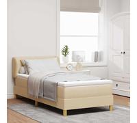 vidaXL Letto a molle con testiera Crema 100 x 200 cm Tessuto