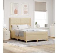 vidaXL Letto a Rete A Molle con Materasso Crema 140x190 cm Tessuto | Realizzato per un ottimo riposo notturno, poliestere traspirante che dura a lungo, molle insacchettate che si adattano al tuo