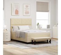 vidaXL Letto a molle con testiera Crema 160 x 200 cm Tessuto