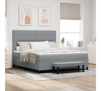 vidaXL Letto a molle con testiera Grigio chiaro 180 x 200 cm Tessuto, Letto box spring moderno, struttura resistente, stile per la camera, materasso in schiuma comodo, design ergonomico