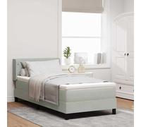 vidaXL Letto a molle con testiera Grigio chiaro 190 x 90 cm Velluto