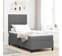 Letto a molle con testiera Grigio chiaro e bianco 100 x 200 cm