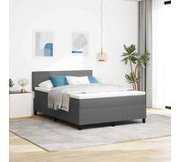 vidaXL Letto a molle con testiera Grigio chiaro e bianco 140 x 200 cm