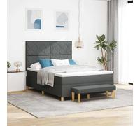 vidaXL Letto a molle con testiera Grigio scuro 200 x 140 cm Tessuto