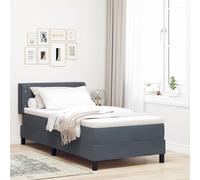 vidaXL Letto a molle con testiera Grigio scuro 200 x 90 cm Velluto