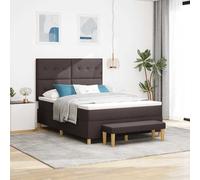 vidaXL Letto a molle con testiera Marrone scuro 190 x 140 cm Tessuto