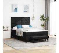 vidaXL Letto a molle con testiera Nero 140 x 190 cm Tessuto
