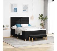vidaXL Letto a molle con testiera Nero 190 x 140 cm Tessuto