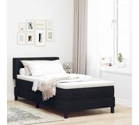 Letto a molle con testiera Nero 200 x 90 cm Tessuto