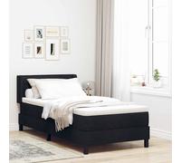 vidaXL Letto a molle con testiera Nero 200 x 90 cm Tessuto