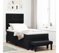vidaXL Letto a molle con testiera Nero 90 x 190 cm Tessuto