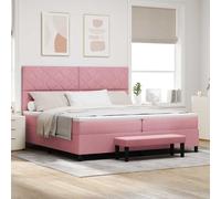 vidaXL Letto a molle con testiera Rosa 200 x 200 cm Velluto