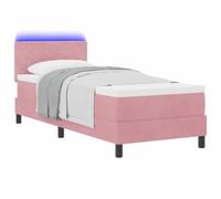 vidaXL Letto a Sorgente LED con materasso Rosa 80 x 200 cm Velluto
