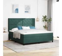 vidaXL Letto a molle con testiera Verde Scuro 180 x 200 cm Velluto