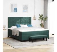 vidaXL Letto a molle con testiera Verde scuro 200 x 180 cm Velluto