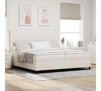 vidaXL Letto a molle Crema e Bianco 200 x 200 cm Tessuto in Cords