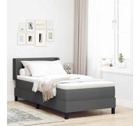 vidaXL Letto a molle di con testiera regolabile in grigio scuro, 90 x 200 cm. Tessuto moderno, copertura removibile e schiuma ad alta densità. Mobili per la camera da letto, set materasso e struttur