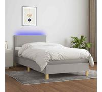 vidaXL Letto a Molle Materasso e LED Grigio Chiaro 100x200 cm Tessuto