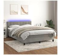 VIDAXL - Letto A Molle Materasso E Led Grigio Chiaro 140x200 Cm Velluto - SPEDIZIONE GRATUITA