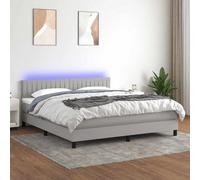 vidaXL Letto a Molle Materasso e LED Grigio Chiaro 160x200 cm Tessuto