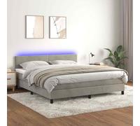 vidaXL Letto a Molle Materasso e LED Grigio Chiaro 160x200 cm Velluto