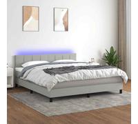 vidaXL Letto a Molle Materasso e LED Grigio Chiaro 180x200 cm Tessuto