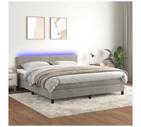VIDAXL - Letto A Molle Materasso E Led Grigio Chiaro 180x200 Cm Velluto
