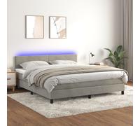vidaXL Letto a Molle Materasso e LED Grigio Chiaro 180x200 cm Velluto