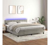 vidaXL Letto a Molle Materasso e LED Grigio Chiaro 180x200 cm Velluto