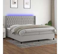 vidaXL Letto a Molle Materasso e LED Grigio Chiaro 200x200 cm Tessuto
