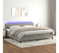 VIDAXL - Letto A Molle Materasso E Led Grigio Chiaro 200x200 Cm Velluto - SPEDIZIONE GRATUITA