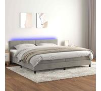 vidaXL Letto a Molle Materasso e LED Grigio Chiaro 200x200 cm Velluto
