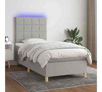 vidaXL Letto a Molle Materasso e LED Grigio Chiaro 80x200 cm Tessuto