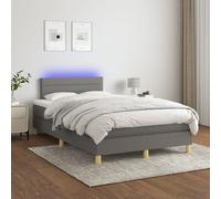 Letto a Molle Materasso e LED Grigio Scuro 120x200cm in Tessuto