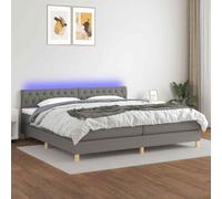 vidaXL Letto a Molle Materasso e LED Grigio Scuro 200x200cm in Tessuto