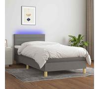 VIDAXL - Letto A Molle Materasso E Led Grigio Scuro 80x200 Cm In Tessuto - SPEDIZIONE GRATUITA