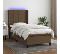vidaXL Letto a Molle Materasso e LED Marrone Scuro 80x200cm in Tessuto