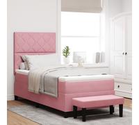 vidaXL Letto a molle rosa con materasso e panchina 90x190 cm in velluto