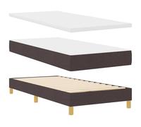 vidaXL Letto a molle vitaXL 80 x 200 cm, con testiera imbottita in tessuto marrone scuro. Materasso a media rigidità con copertura staccabile e lavabile. Set di mobili moderni per la camera da letto.