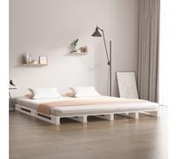vidaXL Letto a Pallet Bianco 135x190 cm Double Legno Massello di Pino