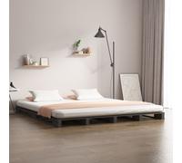 vidaXL Letto a Pallet Grigio 140x190 cm in Legno Massello di Pino