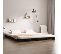 vidaXL Letto a Pallet Nero 140x190 cm in Legno Massello di Pino
