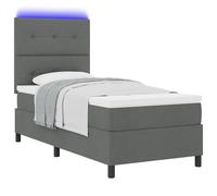 vidaXL Letto a rete a molle con materasso & LED grigio scuro 80x200 cm tessutoLetto contenitore con scaffale